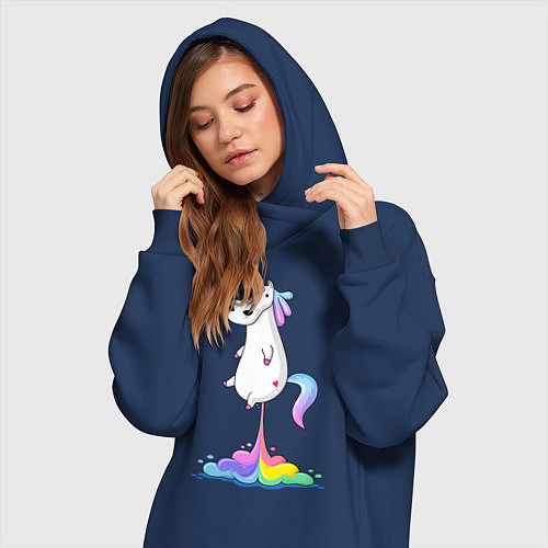Женская толстовка-платье Взлет единорога / Тёмно-синий – фото 3