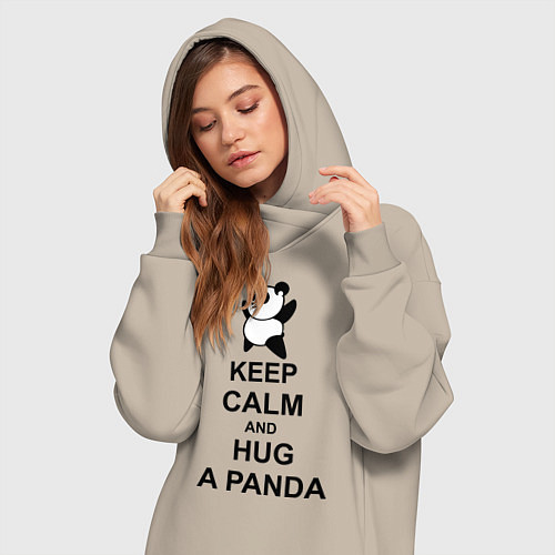 Женская толстовка-платье Keep Calm & Hug A Panda / Миндальный – фото 3