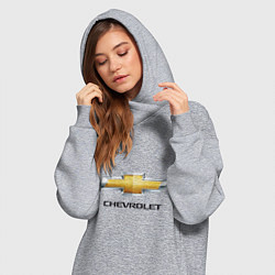 Женское худи-платье Chevrolet логотип, цвет: меланж — фото 2