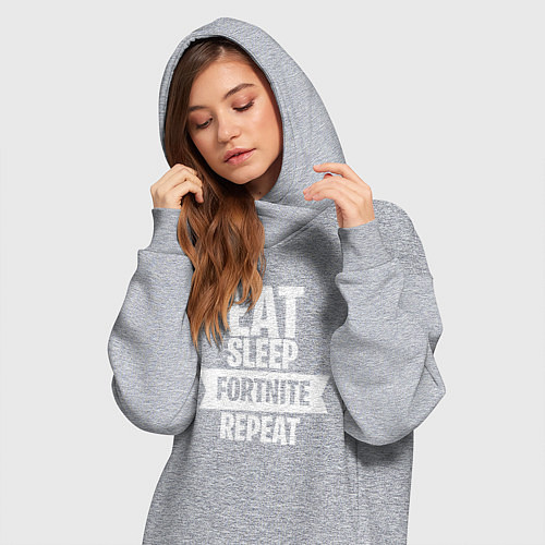 Женская толстовка-платье Eat Sleep Fortnite Repeat / Меланж – фото 3