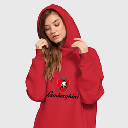Женское худи-платье Logo lamborghini, цвет: красный — фото 2