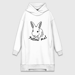 Женское худи-платье Rabbit: follow me, цвет: белый