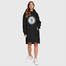 Женское худи-платье Chelsea FC, цвет: черный — фото 2