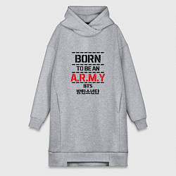 Женское худи-платье Born to be an ARMY BTS, цвет: меланж