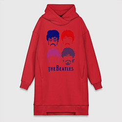 Женское худи-платье The Beatles faces, цвет: красный