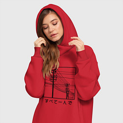 Женское худи-платье Японские электросети, цвет: красный — фото 2