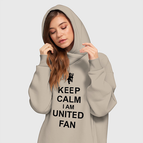 Женская толстовка-платье Keep Calm & United fan / Миндальный – фото 3