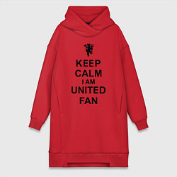 Женское худи-платье Keep Calm & United fan, цвет: красный