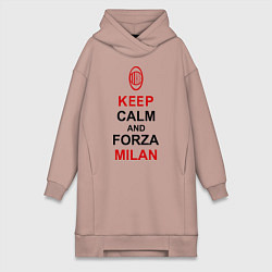 Женское худи-платье Keep Calm & Forza Milan, цвет: пыльно-розовый