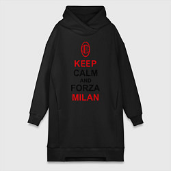 Женское худи-платье Keep Calm & Forza Milan, цвет: черный