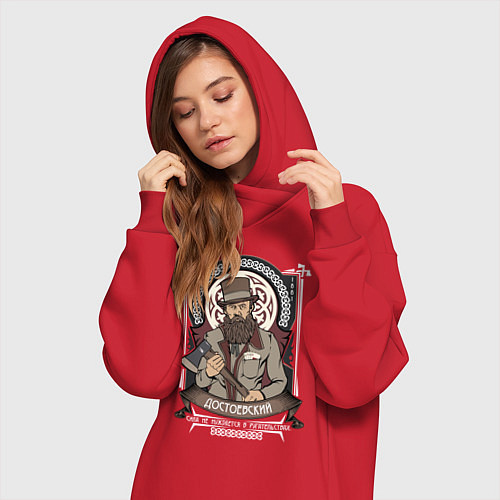 Женская толстовка-платье Достоевский Федор / Красный – фото 3