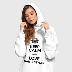 Женское худи-платье Keep Calm & Love Harry Styles, цвет: белый — фото 2