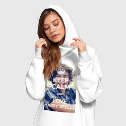 Женское худи-платье Keep Calm & Love Harry Styles, цвет: белый — фото 2