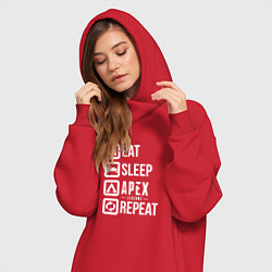 Женское худи-платье Eat, Sleep, Apex, Repeat, цвет: красный — фото 2