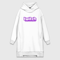 Женское худи-платье Twitch Logo, цвет: белый