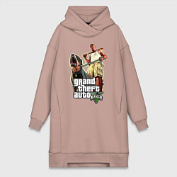 Женское худи-платье GTA 5: Man & Dog, цвет: пыльно-розовый