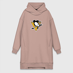 Женское худи-платье Pittsburgh Penguins: Evgeni Malkin, цвет: пыльно-розовый