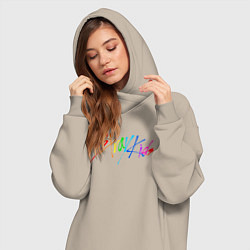 Женское худи-платье STRAY KIDS АВТОГРАФЫ, цвет: миндальный — фото 2