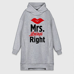 Женское худи-платье Mrs. always right, цвет: меланж