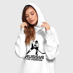 Женское худи-платье Russia: Hockey Champion, цвет: белый — фото 2