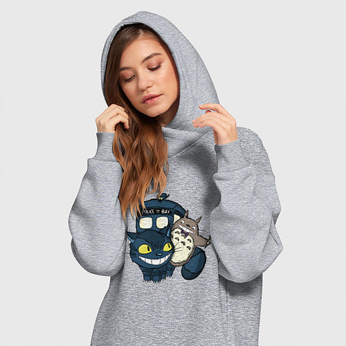 Женская толстовка-платье Tardis Totoro / Меланж – фото 3