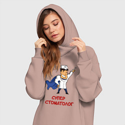 Женское худи-платье СТОМАТОЛОГ, цвет: пыльно-розовый — фото 2