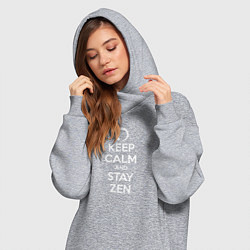 Женское худи-платье Keep calm & stay Zen, цвет: меланж — фото 2