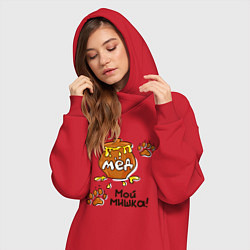 Женское худи-платье Мед: мой мишка, цвет: красный — фото 2