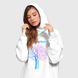 Женское худи-платье ДЕРЕВО CYBERPUNK 2077, цвет: белый — фото 2