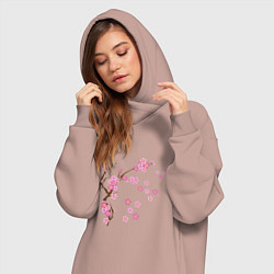Женское худи-платье Розовая сакура, цвет: пыльно-розовый — фото 2