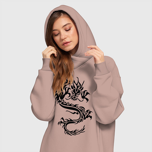 Женская толстовка-платье Дракон орнамент / Пыльно-розовый – фото 3