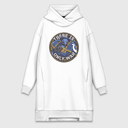 Женское худи-платье There is only war арт, цвет: белый