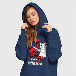 Женское худи-платье Свинка Пигги из Roblox, цвет: тёмно-синий — фото 2