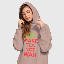 Женское худи-платье Make tea not war, цвет: пыльно-розовый — фото 2