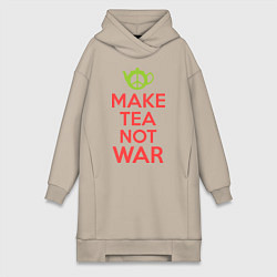 Женское худи-платье Make tea not war, цвет: миндальный