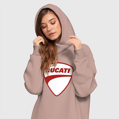 Женская толстовка-платье Ducati Logo Дукати Лого Z / Пыльно-розовый – фото 3