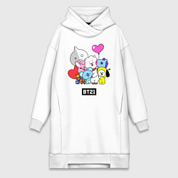 Женское худи-платье BT21, цвет: белый