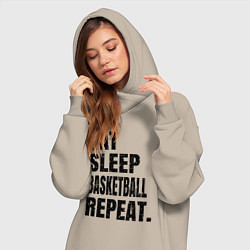 Женское худи-платье EAT SLEEP BASKETBALL REPEAT, цвет: миндальный — фото 2