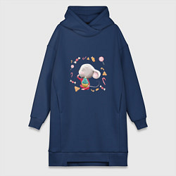 Женская толстовка-платье Мышонок сластёна пирожным