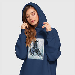 Женское худи-платье Лошадь арт, цвет: тёмно-синий — фото 2