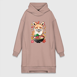 Женское худи-платье Лиса, цвет: пыльно-розовый