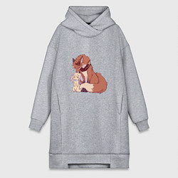Женское худи-платье Лис и зайка, цвет: меланж