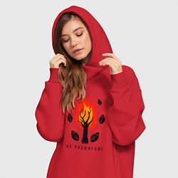Женское худи-платье Не разжигай огонь в лесу, цвет: красный — фото 2