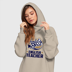 Женское худи-платье Worlds best English Teacher, цвет: миндальный — фото 2