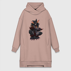 Женское худи-платье Адская гончая, цвет: пыльно-розовый