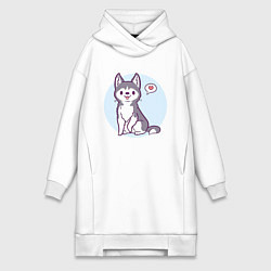 Женское худи-платье Хаски милаха, цвет: белый