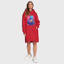Женское худи-платье Киберкот, цвет: красный — фото 2