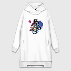 Женская толстовка-платье Космонавт на велосипеде
