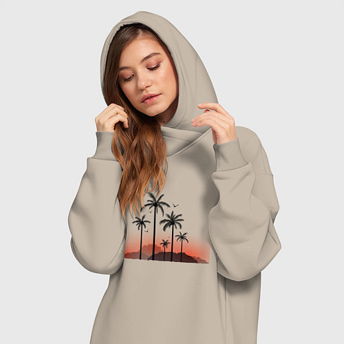 Женская толстовка-платье Palm tree / Миндальный – фото 3