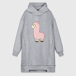 Женская толстовка-платье Розовая Лама